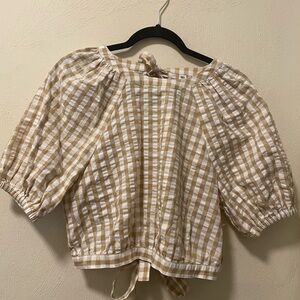 BP Plaid Beige and White Girl’s M Top